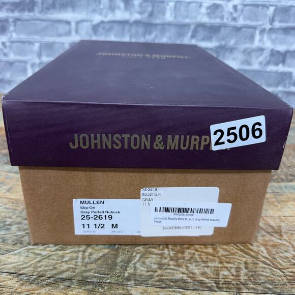 Johnston & Murphy Mullen Gray Perforated Nubuck Slip-On Tan Mens Size 11.5 New - Picture 6 of 6